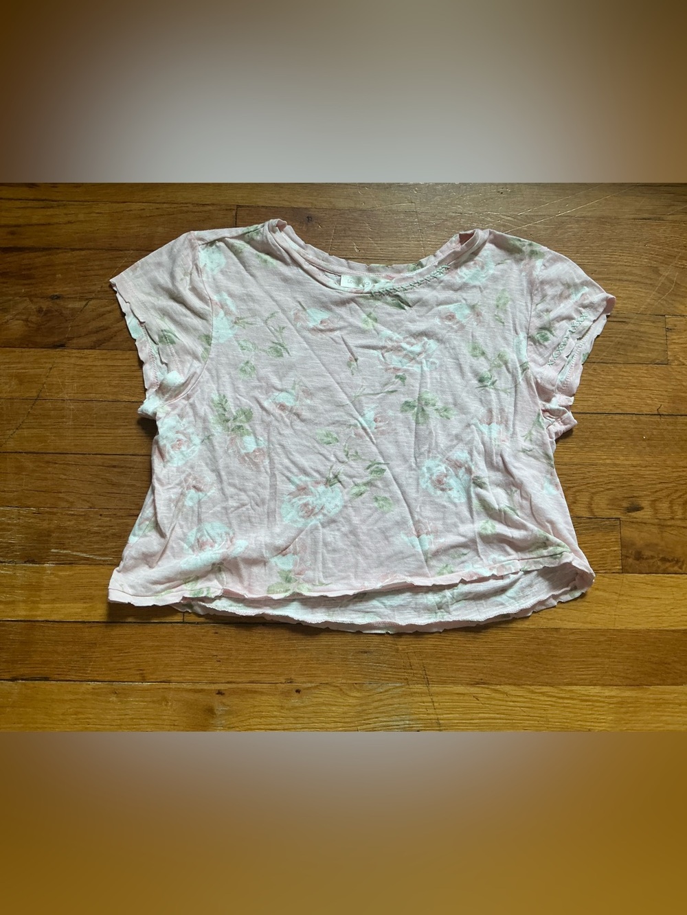 LoveShackFancy Pink Floral Cropped Tee